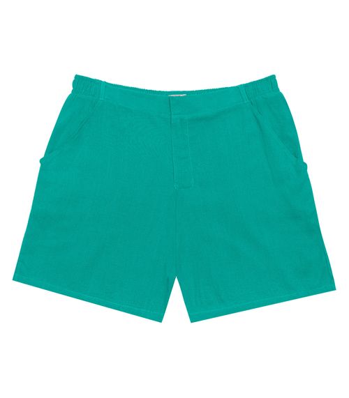 Shorts Feminino Plus Size Em Linho Secret Glam Verde