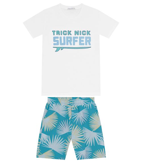 Conjunto Infantil Camiseta Com Bermuda Trick Nick Azul