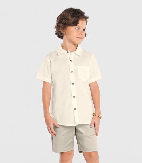 Conjunto Infantil Camisa Com Bermuda Trick Nick Bege