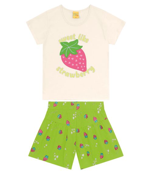 Conjunto Infantil Blusa Com Shorts Rovi Kids Bege