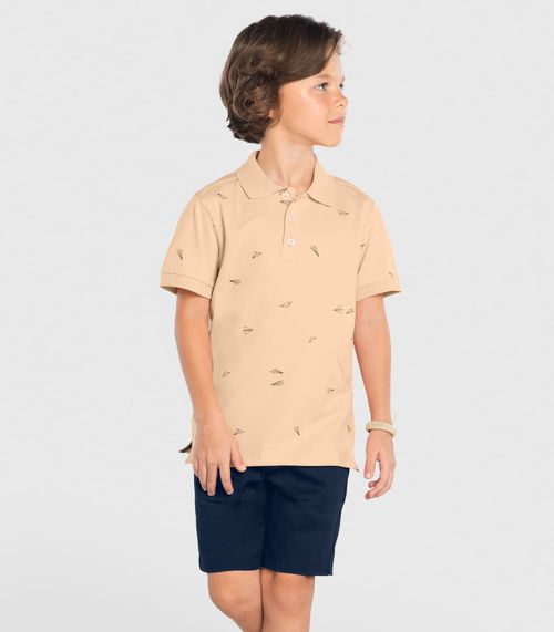 Conjunto Infantil Camiseta Com Bermuda Trick Nick Bege