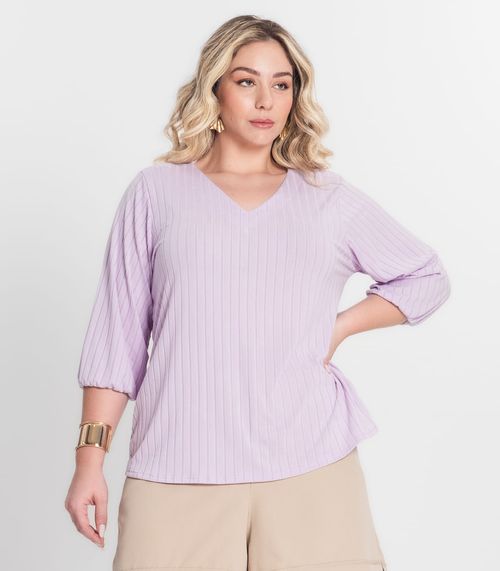 Blusa Canelada Plus Infinita Cor Roxo