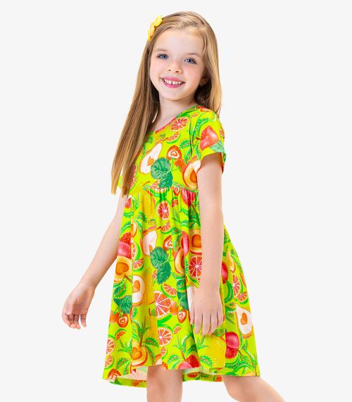 Vestido Infantil Estampado Roovi Kids Verde