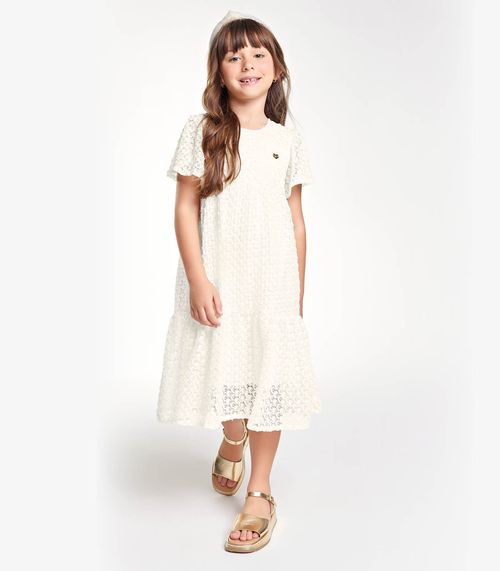 Vestido Midi Infantil Trick Nick Bege