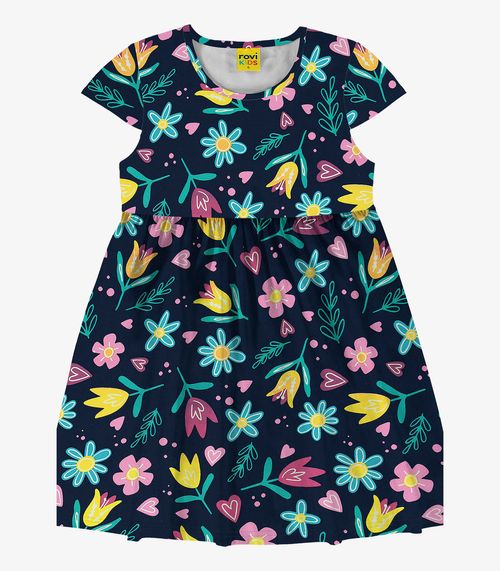 Vestido Infantil Estampado Rovi Kids Azul