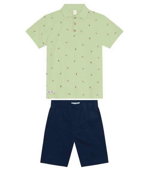 Conjunto Infantil Polo Com Bermuda Trick Nick Verde