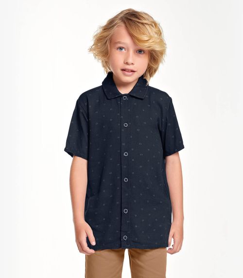 Camisa Infantil Masculina Em Viscose Trick Nick Azul