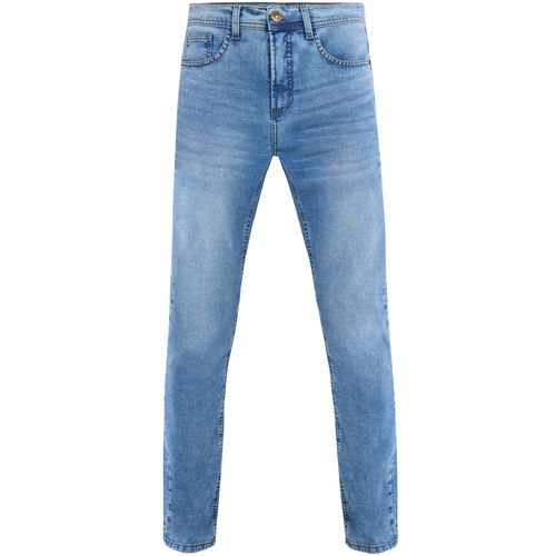 Calça Jeans Marmorizada Sky Bigode Recorte Bolso Traseiro