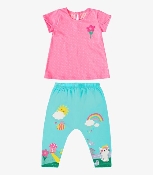 Conjunto Blusa Com Calça Saruel Rovi Kids Rosa