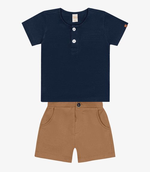 Conjunto Infantil Camiseta Com Bermuda Trick Nick Azul