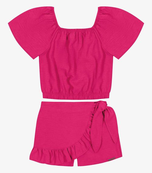 Conjunto Blusa Com Shorts Saia Trick Nick Rosa