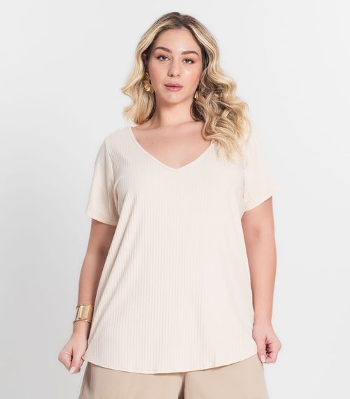 Blusa Feminina Plus Size da Infinita Cor Bege