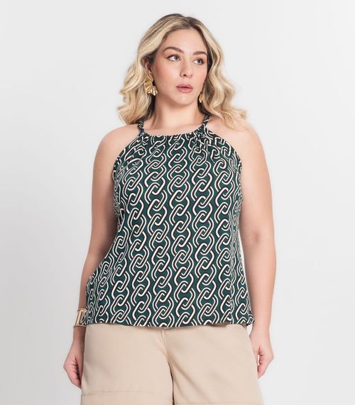 Blusa de Alça Plus Size Infinita Cor Verde