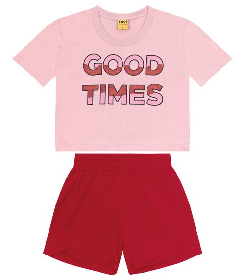 Conjunto Infantil Blusa Com Shorts Rovi Kids Rosa