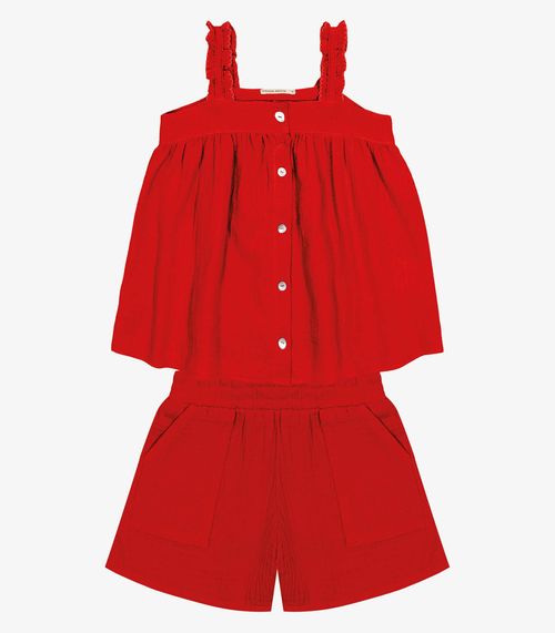 Conjunto Infantil Blusa Com Shorts Trick Nick Vermelho