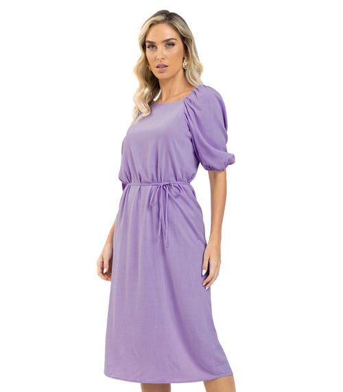 Vestido Midi Viscose Slub Prime Endless Roxo