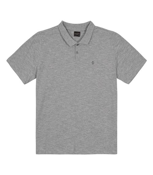 Polo Masculina Básica Plus Size Piquê Diametro Cinza