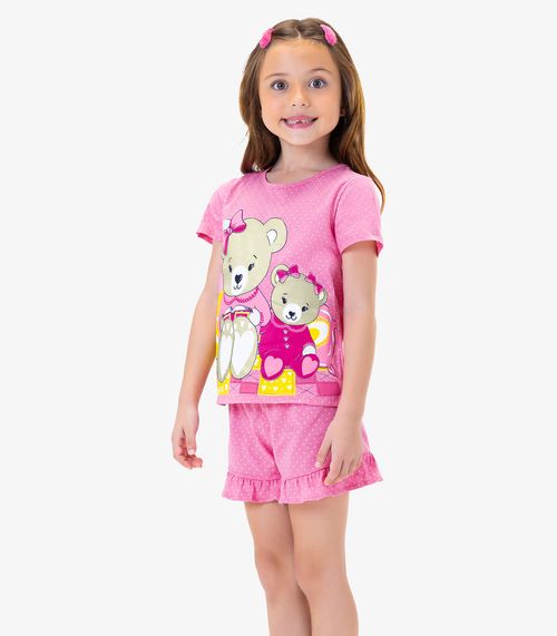 Pijama Infantil Feminino Ursinhos Rovi Kids Rosa