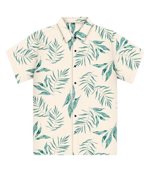 Camisa Masculina Estampada Em Tricoline Diametro Bege