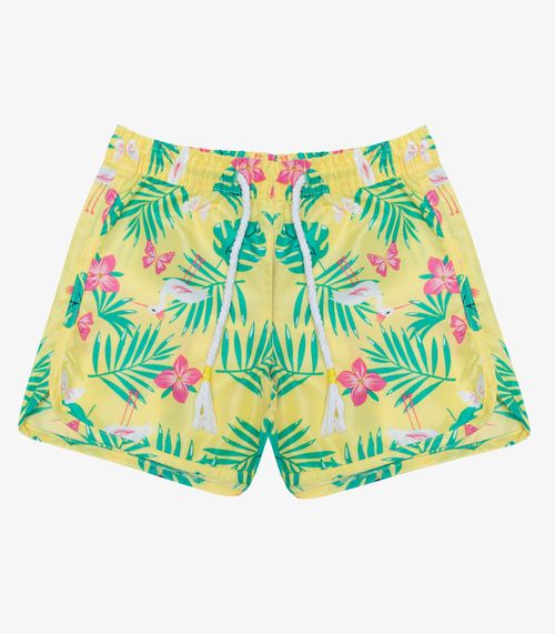 Shorts Feminina Tactel Estampado Rovitex Kids Amarelo