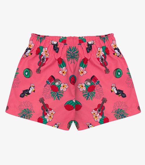 Shorts Feminina Tactel Estampado Rovitex Kids Laranja