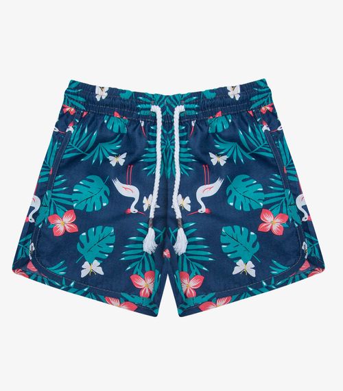 Shorts Feminina Tactel Estampado Rovitex Kids Azul