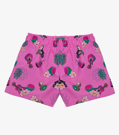 Shorts Feminina Tactel Estampado Rovitex Kids Rosa