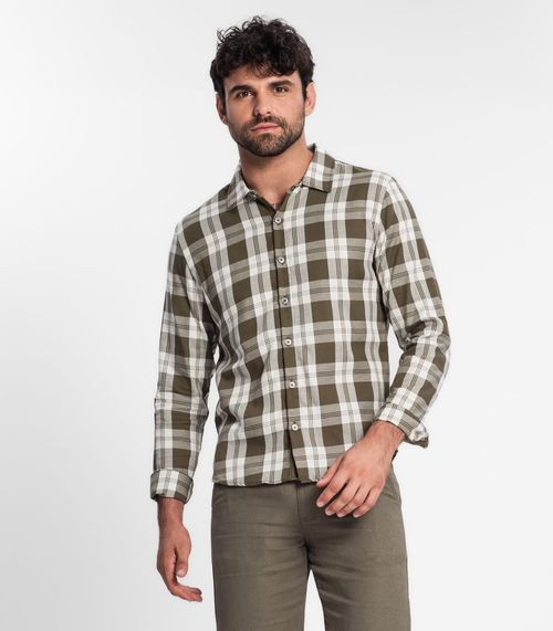 Camisa Xadrez Manga Longa Masculina Diametro Verde