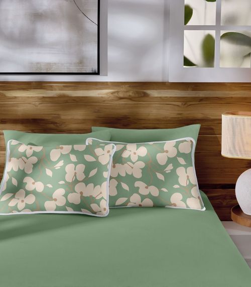 Jogo de Cama Casal Estampado 3pçs Vivaldi Verde