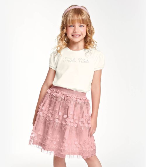 Conjunto Infantil Blusa Com Saia Trick Nick Bege