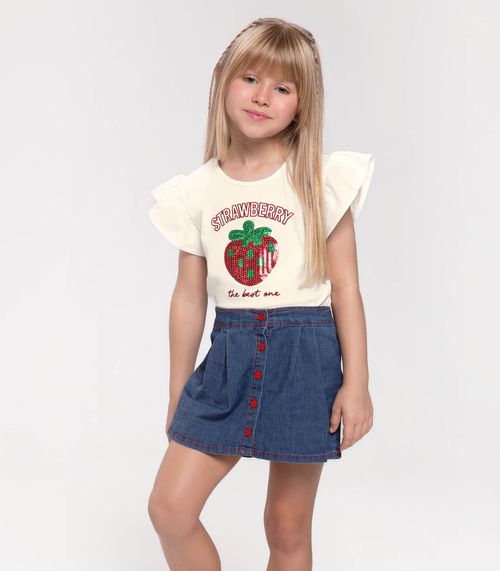 Conjunto Infantil Blusa Com Shorts Saia Trick Nick Bege