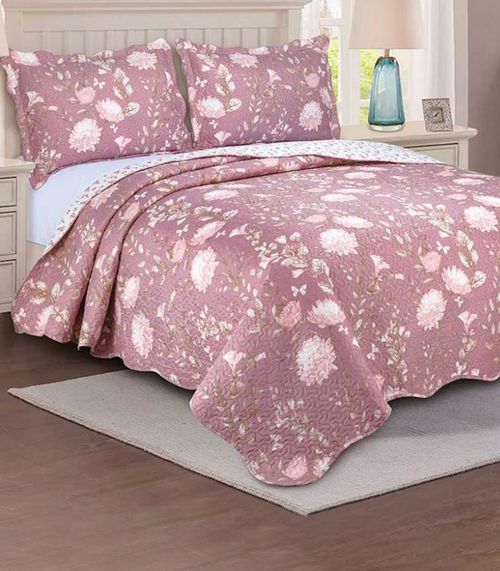 Jogo De Colcha Evolution Patchwork Queen Camesa Rosa