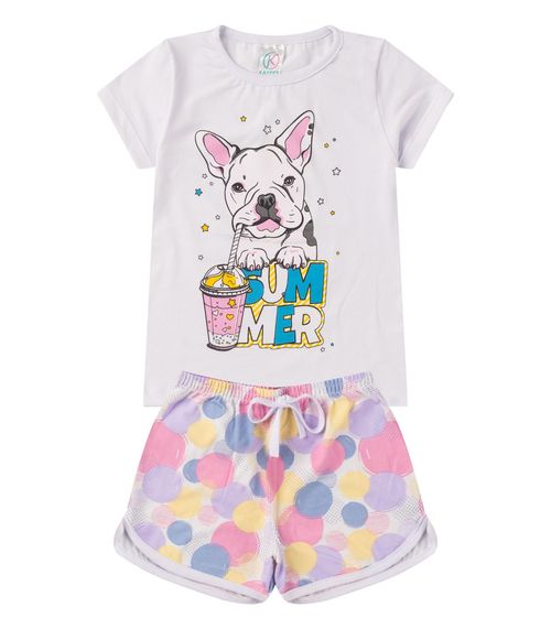 Conjunto Menina Cotton Estampado Branco