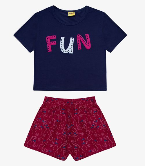 Conjunto Infantil Blusa Com Shorts Azul