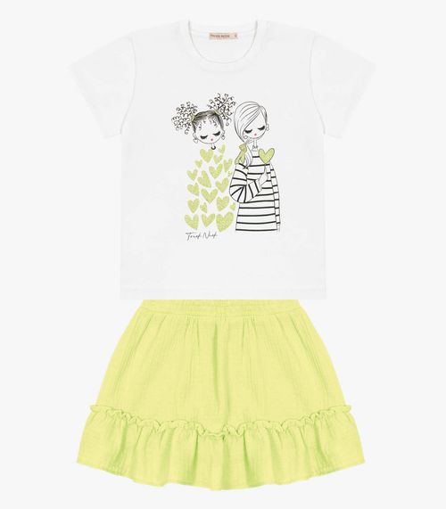 Conjunto Infantil Blusa Com Saia Trick Nick Verde