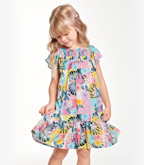 Vestido Infantil Feminino Estampado Trick Nick Rosa