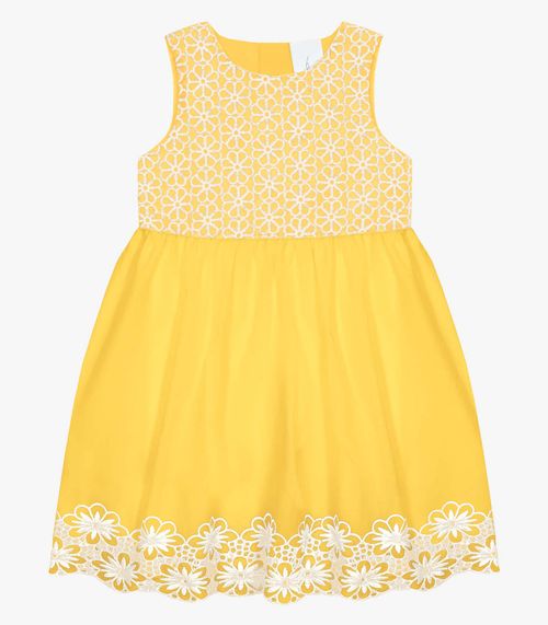 Vestido Infantil Com Bordado Trick Nick Amarelo