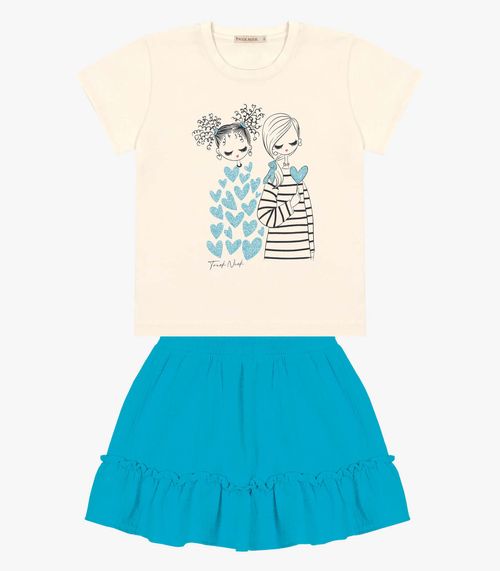 Conjunto Infantil Blusa Com Saia Trick Nick Azul