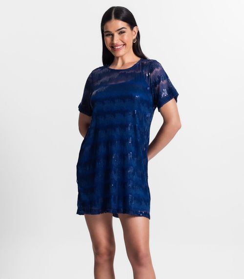 Vestido com Sobreposição Infinita Cor Azul