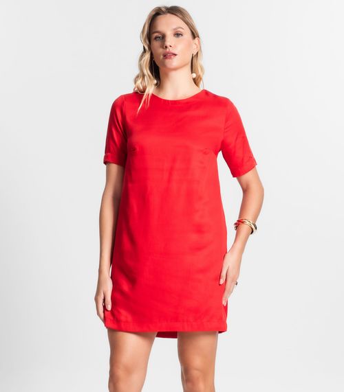 Vestido Curto De Viscose Sarjada Feminino Endless Vermelho