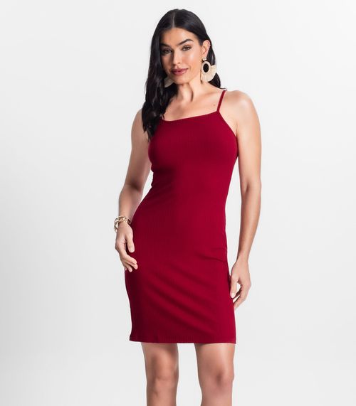 Vestido Canelado De Alça Select Vermelho