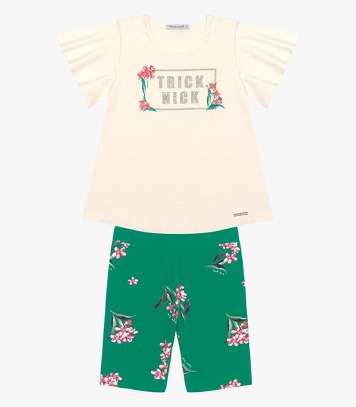 Conjunto Infantil Blusa Com Bermuda Trick Nick Verde