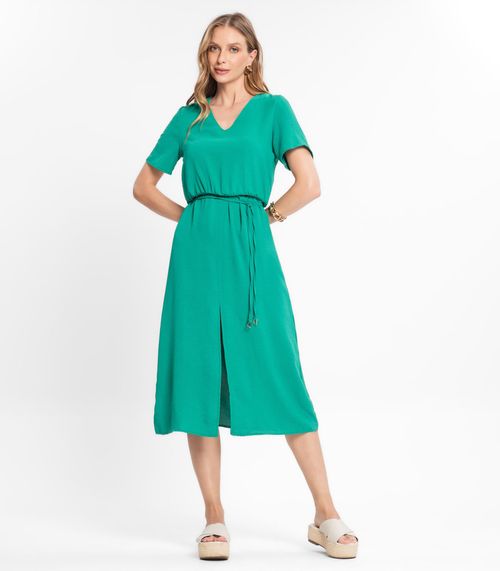 Vestido Midi Feminino Com Fenda Rovitex Verde