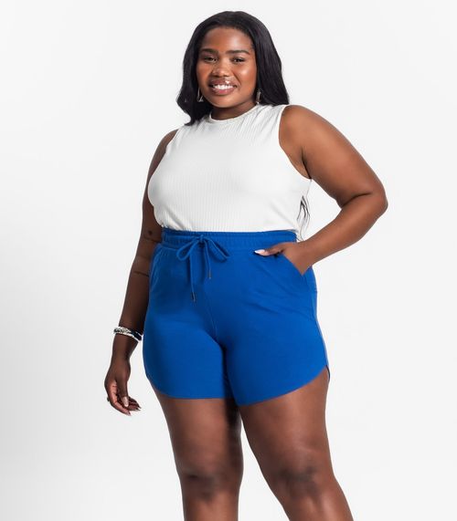 Shorts Feminino Plus Size Secret Glam Azul