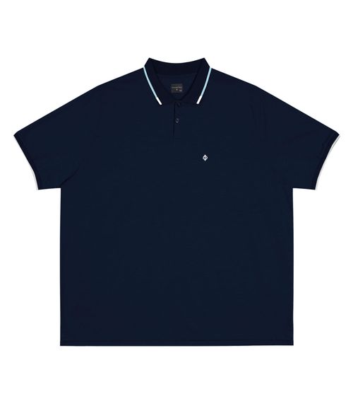 Camisa Polo Masculina De Malha Diametro Azul