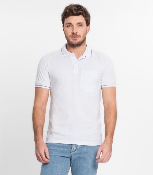 Polo Basica Com Bolso e Detalhe Na Gola Select Branco