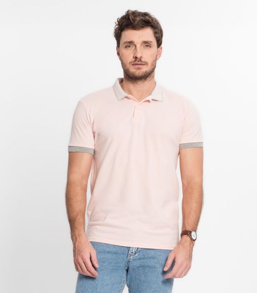 Polo Basica Com Detalhes Diferentes Na Gola Select Rosa