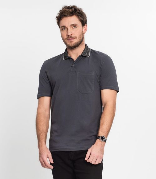 Polo Básica Com Gola Contrastante Select Preto