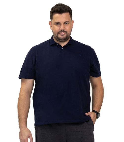 Polo Masculina Básica Plus Size Piquê Diametro Azul