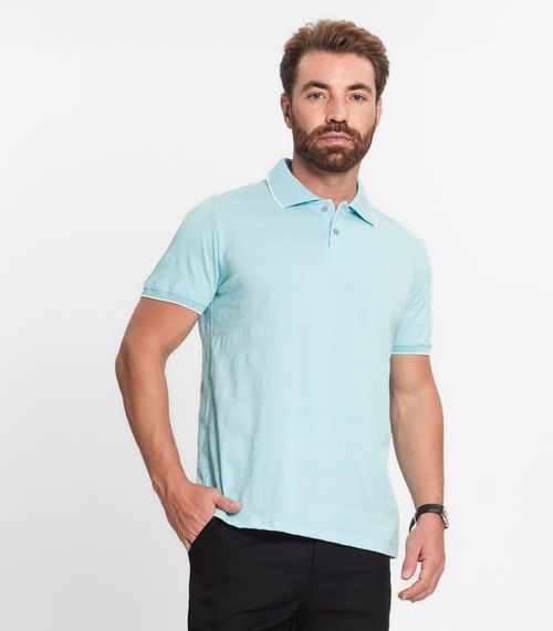 Camisa Polo Em Meia Malha Diametro Azul